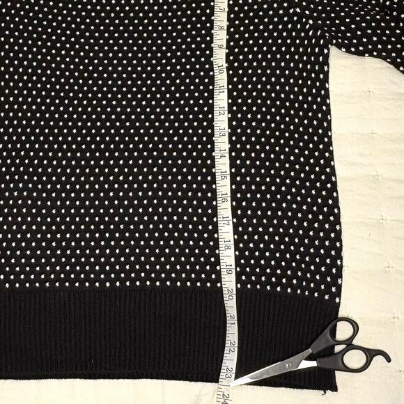 Tahari Puff Shoulder Crew Neck Sweater Women's M | Black White Dots - Picture 7 of 11